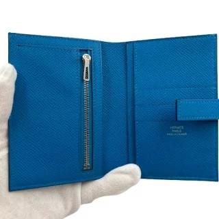 HERMES　エルメス Hパッサン コンパクトウォレット　ブルー　財布