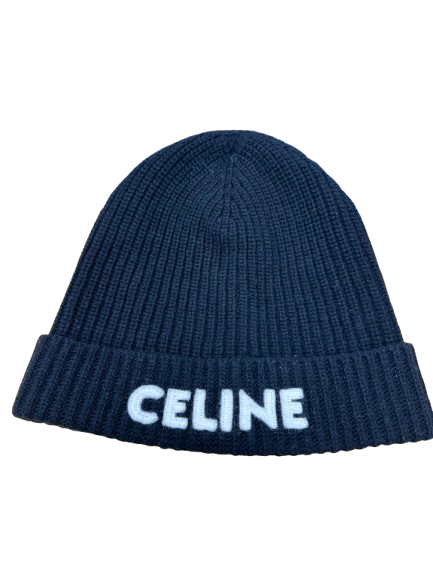 CELINE セリーヌ リブ編み ウールニット帽 2A25R535Q