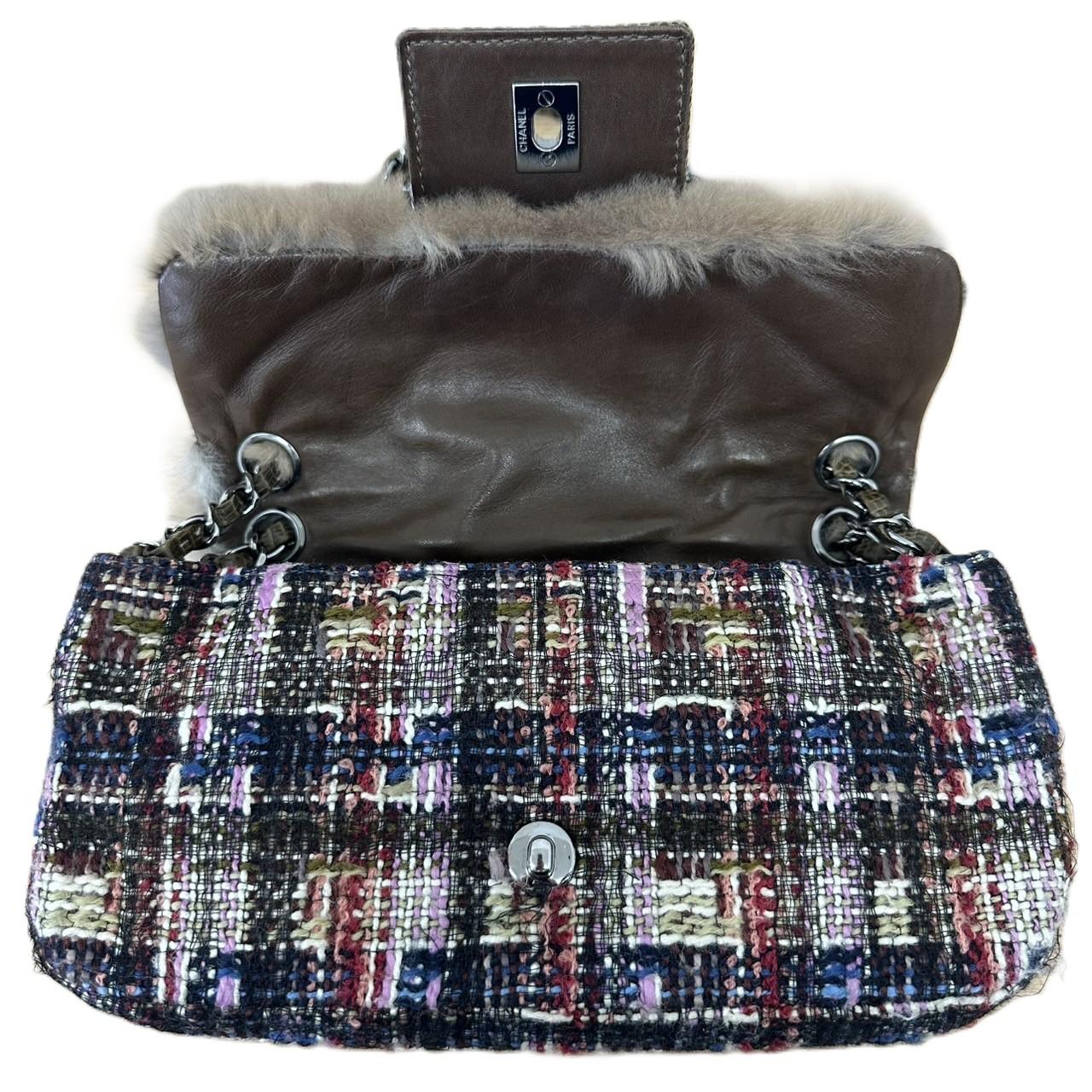 CHANEL ファーツイードチェーンバッグ リザード マルチカラー