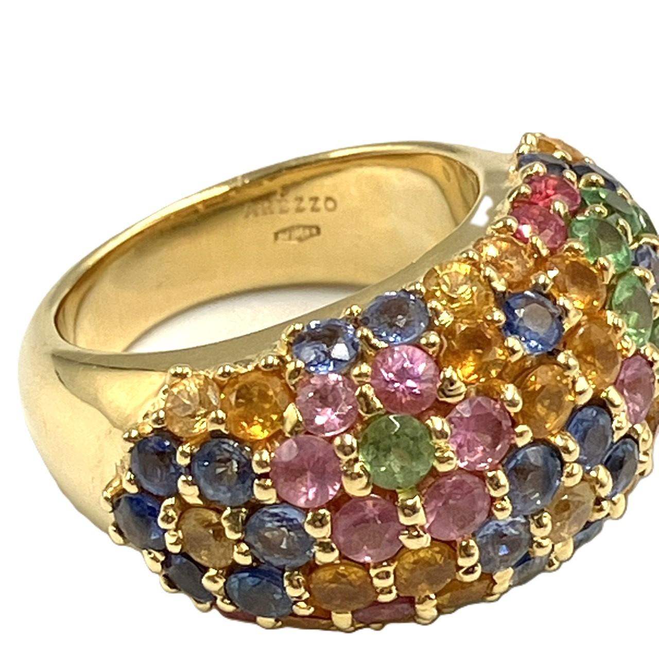 AREZZO アレッツォ K18 パヴェ マルチカラーストーン リング 13.46g