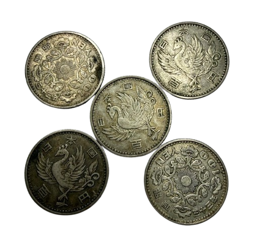 東京オリンピック記念硬貨1964 1000円硬貨3枚、鳳凰100円銀貨5枚