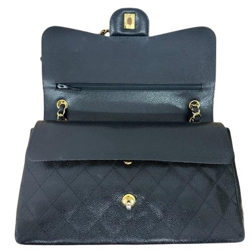 CHANEL シャネル キャビアスキン マトラッセ30 ダブルフラップ チェーンショルダーバッグ ゴールド金具