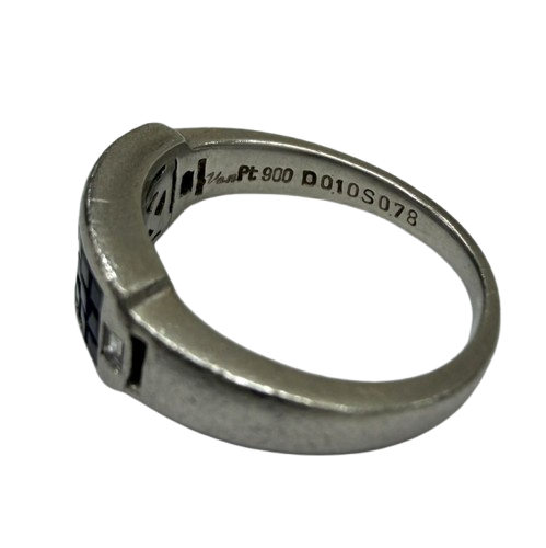 Pt900 ダイヤ0.10ct/サファイア0.78ct 付きリング