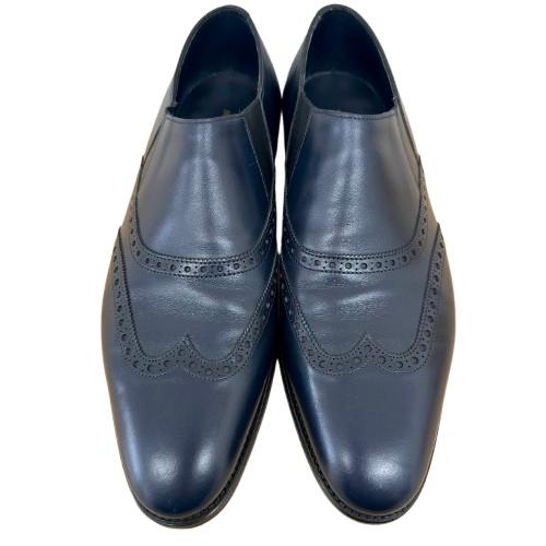 JOHN LOBB ジョンロブ HOLTON サイドゴア ウィングチップ ローファー ネイビー ドレスシューズ