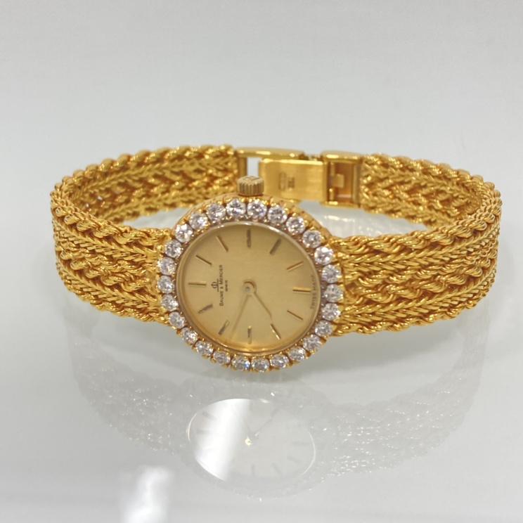 BAUME&MERCIER 18K金無垢 ダイヤベゼル腕時計 総重量38.83g